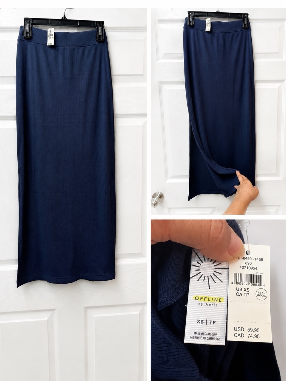 aerie Navy Stretch Maxi Skirt
